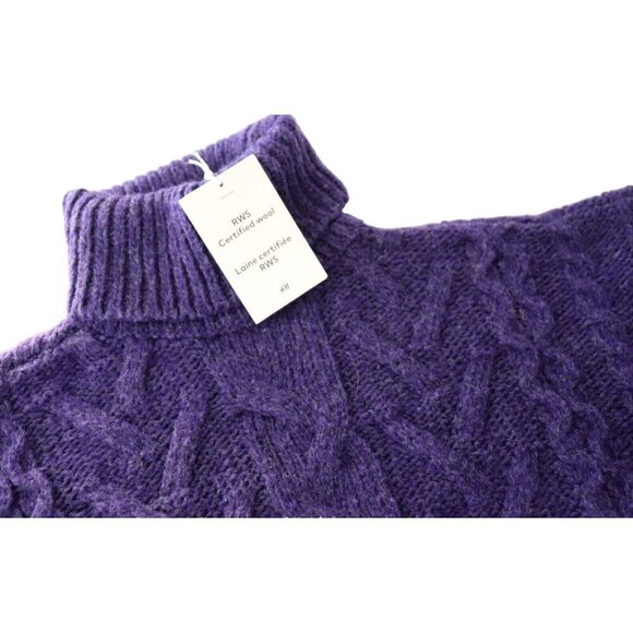 H&M Women's Size XS Purple Pullover Cableknit T-Neck Wool Turtleneck Sweater NWT - Picture 3 of 7